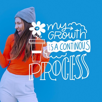 Image of 'My growth is a continuous process' lettering. Image credit: Piki Superstar