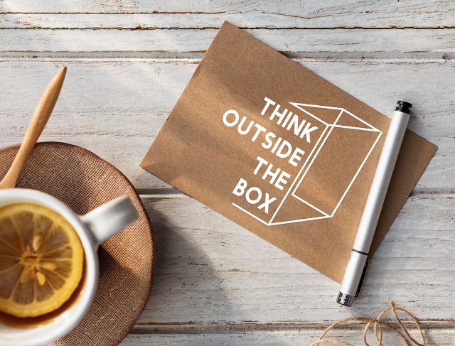 Image of 'Think out of the box' lettering. Image credit: Rawpixel. https://www.freepik.com/free-photo/thinking-out-box-concept_16449727.htm
