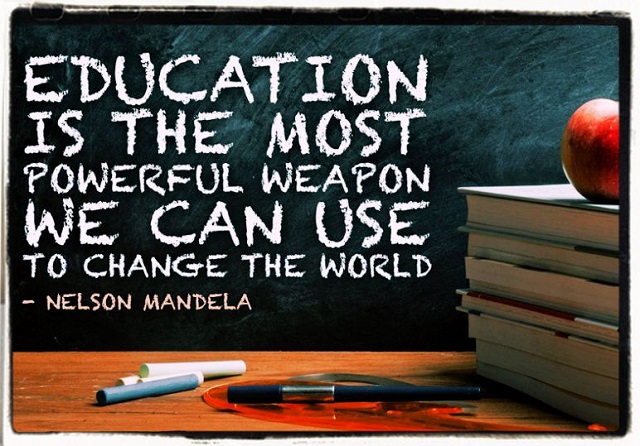 Image of Nelson Mandela's Education Quote in 'What is Education'. Image credit: English Culture. https://www.english-culture.com/education-quotes/ 