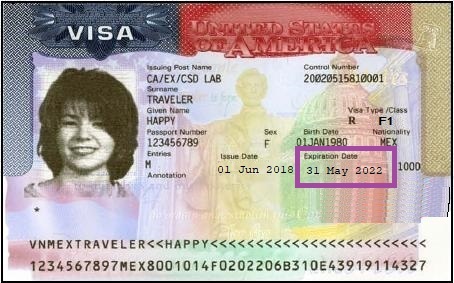 Image F Visa (US Student Visa) Sample. Image credit: Office of the University Registrar, University of Washington. https://registrar.washington.edu/lessons/f1-visa/