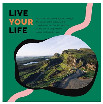 Life Quotes Images/Pictures: 1 - Life Quotes in English. Image of live your life quote lettering. Image credit: Rawpixel on Freepik. https://www.freepik.com/free-psd/travel-mountain-marketing-template-psd-social-media-ad-agencies_16768777.htm#