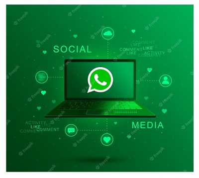WhatsApp Web Images/Pictures: 3. WhatsApp Web on PC for Social Media Instant Messaging. Photo credit: user 22680353 on Freepik. https://www.freepik.com/premium-photo/social-media-icon-whatsapp-laptop-screen_13473077.htm#