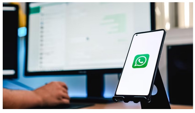 WhatsApp Web Images/Pictures: 3. WhatsApp Web on PC for Windows 7, 8, 8.1 and 10. WhatsApp app icon on a mobile device connected to a PC. Photo credit: danielmegias on Freepik. https://www.freepik.com/premium-photo/mobile-phone-with-whatsapp-icon-screen_28784418.htm#