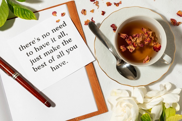 Good morning life quotes: Free photo of inspirational good morning life quote with delicious beverage. Photo credit: Freepik. https://www.freepik.com/free-photo/inspirational-quote-with-delicious-beverage_22279165.htm#