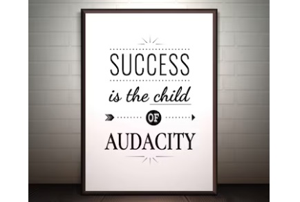 Successful life quotes images: 1. A free photo of 'Success is a Child of Audacity' lettering on a white picture frame background. Photo credit: Macrovector on Freepik. https://www.freepik.com/free-vector/light-effects-frame-with-lettering-about-audacity_6086253.htm#
