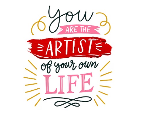 Truthful Life Quotes: Life Quotes Images/Photos: 3. An image of the a designed truthful lettering 'You are the Artist of Your Life'. Image credit: Freepik. https://www.freepik.com/free-vector/positive-lettering-with-photo-colorful-message_6955382.htm#query=positive%20life%20quotes&position=21&from_view=search&track=country_rows_v2