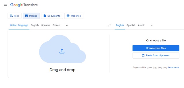 How to Use Google Translate Images. Google Translate Images/Photos: 2. Image credit: Google Translate. https://translate.google.com/?sl=auto&tl=en&op=images