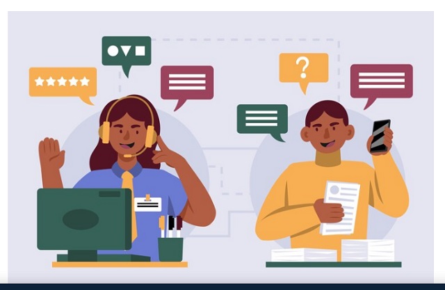 Scholarship Contacts Images/Photos: 2. A student in contact with a university administration staff on scholarship matters. Image credit: Freepik. https://www.freepik.com/free-vector/flat-customer-service-week-illustration_31693041.htm#