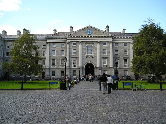 Education Levels in Ireland Photos: 2. A photo of the front view of Trinity College, Ireland. Image by Enda McLarnon from Pixabay