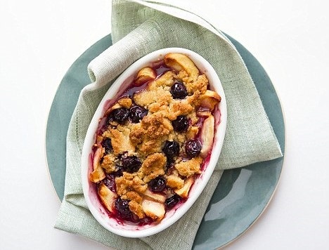 Healthy Cancer-fighting Foods - Fruits Recipes Images/Photos: 2. A photo of Apple, pear and blueberry crumble. Photo credit: Daily Mail. https://www.dailymail.co.uk/home/you/article-2206217/Recipe-Apple-pear-blueberry-crumble.html