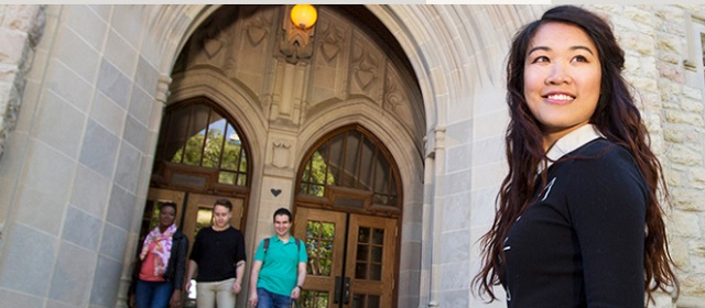 Non-Governmental Organizations' Scholarship Students 1. A photo of a smiling female student in front of an institution's building. Photo credit: EduCanada. https://www.educanada.ca/scholarships-bourses/index.aspx?lang=eng