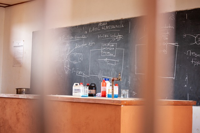 School Science Laboratory Photos: 2. A photo of a section of a Chemistry Laboratory in an African secondary school. Image by Dan Sudermann from Pixabay