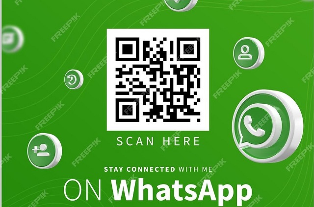 WhatsApp QR Code for Scan Images: 1. An image of WhatsApp QR Code view for scan and use. Photo source: Freepik. https://www.freepik.com/premium-psd/creative-concept-social-media-post-whatsapp-template-square-with-qr-code-premium_22013791.htm