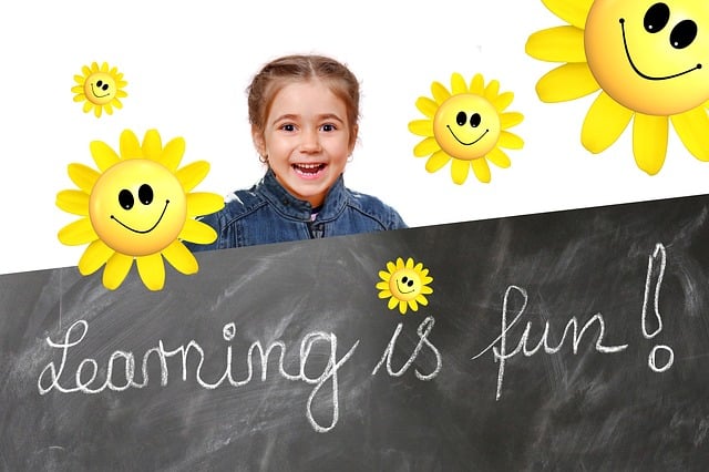 Early Childhood Education: Pre-kindergarten Kid Education Pictures: 3. A photo of excited pre-k kid with 'Learning is Fun' illustrative concept. Image by Gerd Altmann from Pixabay