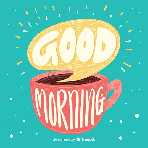 Free image of a funny good morning lettering background hand drawn style