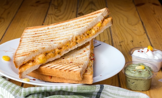 Image of a Grilled corn cheese sandwich