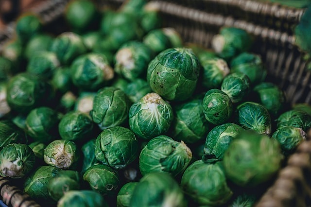 Image of green cruciferous Brussels sprouts vegetable