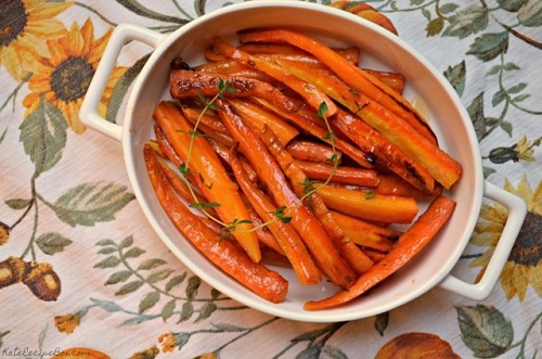 Image of Roasted Carrots with Honey with Thyme served in a plate