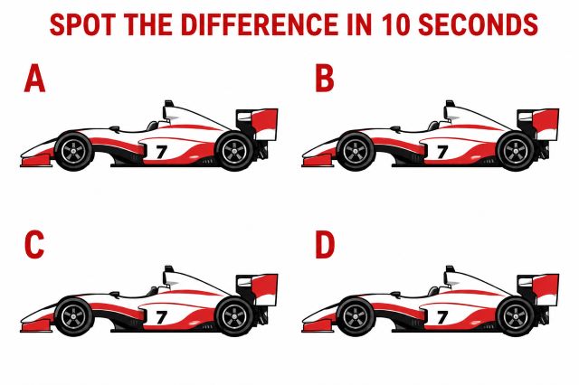 Easy Spot the Difference Challenge Puzzle 1 – A Red- and White-Colored Racing Car: Boast Your Cognitive Skills Having Fun! ✨ | Eduonwheels’ Simplified Daily Brain Teaser Game & Entertainment
